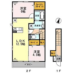 リュミエール 2階2LDKの間取り
