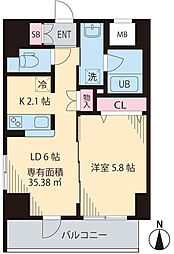 グリーンリーフ西早稲田 1LDKの間取図画像