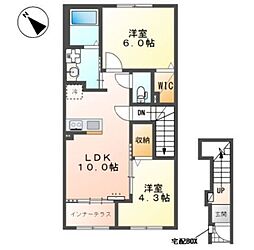 坂戸市千代田1丁目アパート 2LDKの間取図画像