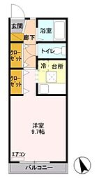 フォルテクレスト ワンルームの間取図画像