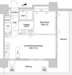 プライムアーバン神楽坂 1LDKの間取図画像
