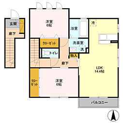 グレイスコート 2LDKの間取図画像
