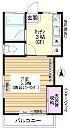 ひさご荘 1Kの間取図画像