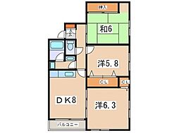 ルミエールハウスB 3DKの間取図画像