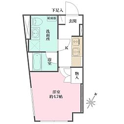 Fika大井町 1Kの間取図画像