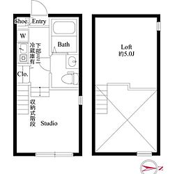 ハーモニーテラス千住緑町 ワンルームの間取図画像