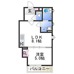 ラモーナ玉出東3 1LDKの間取図画像