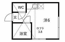 ユナイト鶴見バレンシアの丘 ワンルームの間取図画像