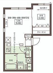 大田区矢口1丁目マンション 1LDKの間取図画像
