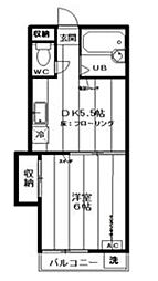 ウェルネス中央 1DKの間取図画像