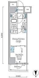 プライムブリス上野元浅草 1DKの間取図画像