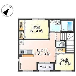 ディアイースト 2LDKの間取図画像