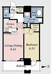 クレストタワー品川シーサイド 1LDKの間取図画像