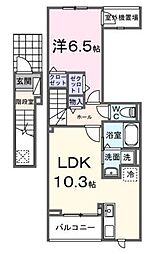 川越市大字笠幡アパート 1LDKの間取図画像