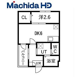 堺市堺区賑町1丁アパート 1DKの間取図画像