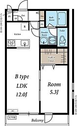 リブリ・クレラーレ 2階1LDKの間取り