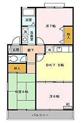 セジュール大宮西 3DKの間取図画像