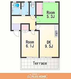 フレグランスアキホ 2LDKの間取図画像