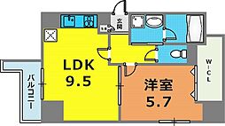 アプリーレ三宮磯上公園 4階1LDKの間取り