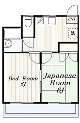 シャトレー南台 2DKの間取図画像