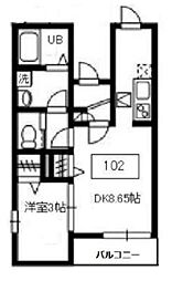 セレ東陽 102 1階1DKの間取り