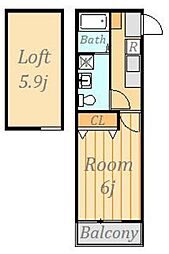 エトワール 1Kの間取図画像