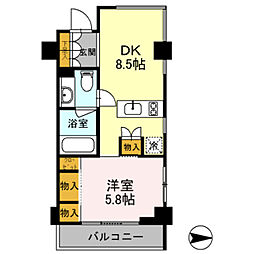 カスタリア目黒鷹番 1DKの間取図画像