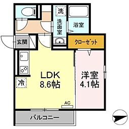 ラ・パーチェ 3階1LDKの間取り