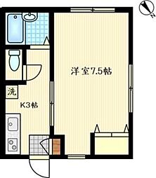 ピエッサ羽田 1Kの間取図画像