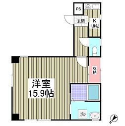 サットンプレイス 1Kの間取図画像