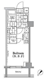 ワンルーフフラット月島 3階ワンルームの間取り