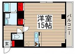 プレイアデ北上野 2階ワンルームの間取り