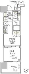 パークヴィラ恵比寿 1DKの間取図画像