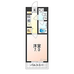 クレストコート二条城北 4階1Kの間取り