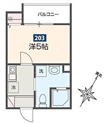 ＭＥＬＤＩＡ小川 2階1Kの間取り
