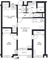 エルズレジデンス高円寺 2SLDKの間取図画像