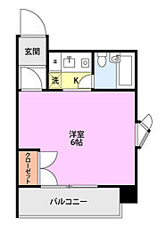 レジデンシャル万代 1Kの間取図画像