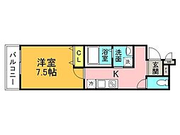 フジパレス出来島ウエスト2番館 1Kの間取図画像