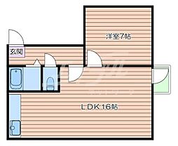 シャトー南森町 1階1DKの間取り