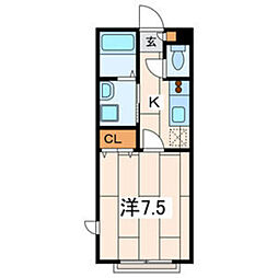 K.M.Hコートテラス 1Kの間取図画像