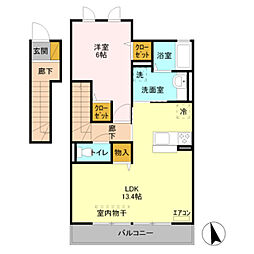 コーワ・ルミエール参番館 1LDKの間取図画像