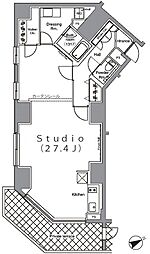 パークハビオ麻布台 ワンルームの間取図画像