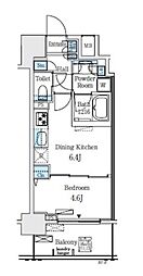 RESIDIA大手町北 1DKの間取図画像