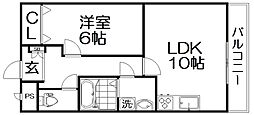 グランコスモ交野 1LDKの間取図画像