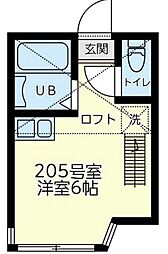 ユナイト子安パサージュの杜 ワンルームの間取図画像