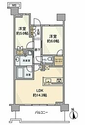 プラウドシティ国立 2LDKの間取図画像