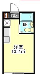 フレッシュメント2 ワンルームの間取図画像