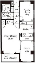 カスタリア目黒 1階1SLDKの間取り