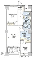 レジディアタワー上池袋タワーサイド 2LDKの間取図画像