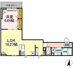セレスティア本町 1LDKの間取図画像